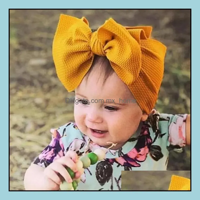 Accessori per capelli Fascia per capelli per bambina Fasce per capelli con fiocco grande Fai da te Bowknot Turbante per neonato Solido Copricapo largo per neonato 34 colori Bt666 Dhcpf