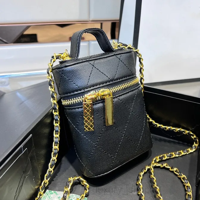 Dragsko Bucket Bag Handväska Dam Axel Clutch Väskor Toes Black Claic Diamond Quiltad Väska Kedjor Dubbla Flik Medium Läder Cro Body toppkvalitet