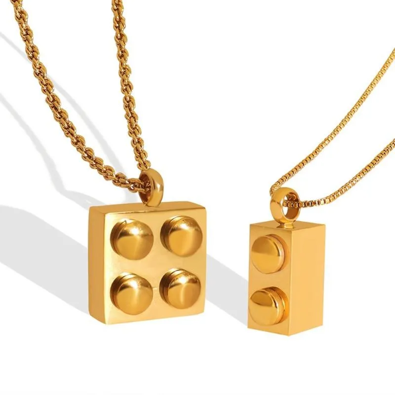 Pendant Necklaces Geometric Minimalistic Personalized Trendy Square Titanium Steel Gold Plated Jewelry Necklace WholesalePendant