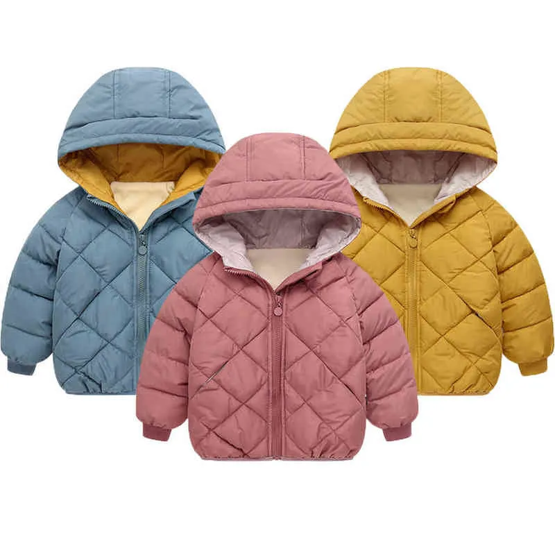 Winter Warm Boys Girls Stupl Cotton Thick بالإضافة إلى ملابس خارجية مخملية للأولاد للأطفال