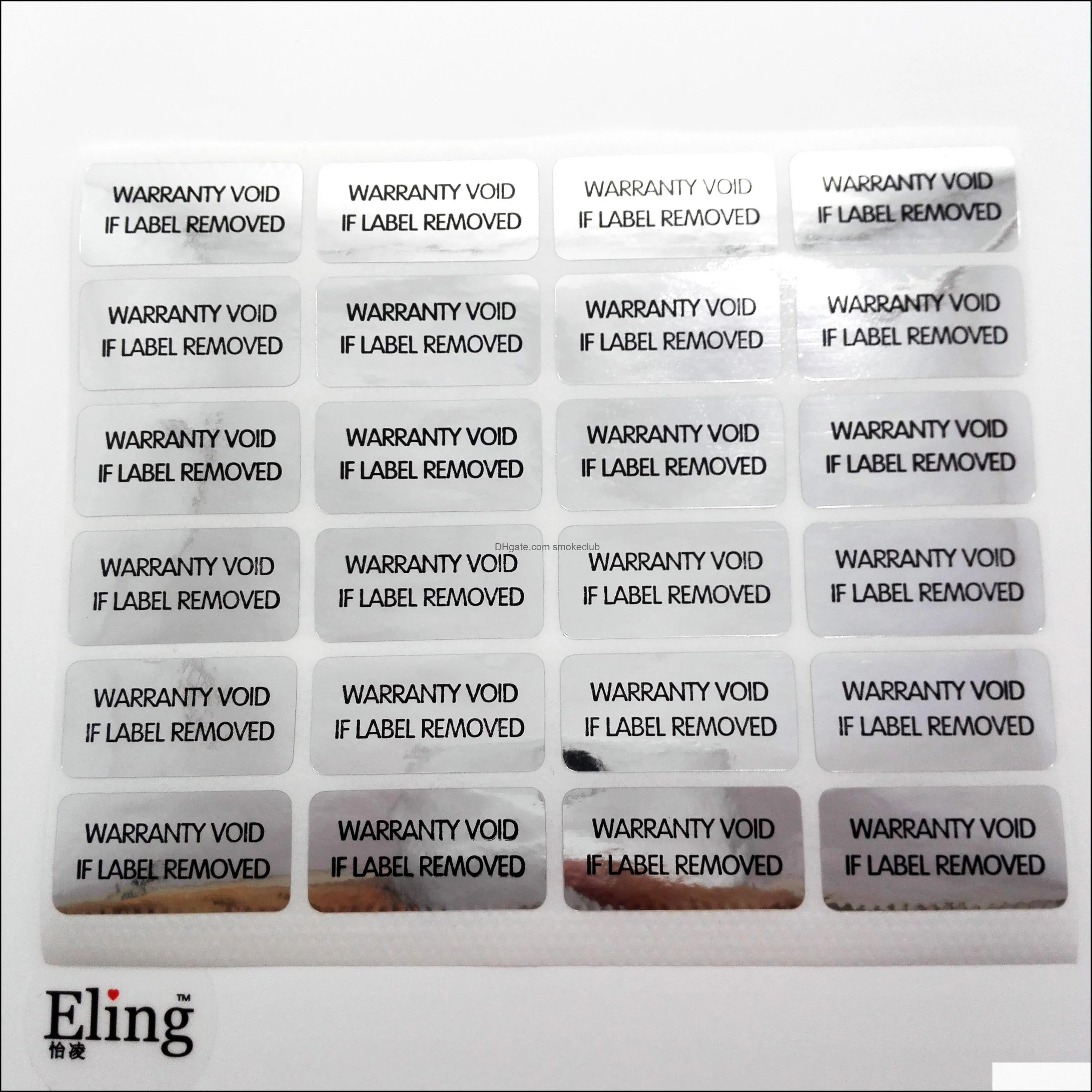 1200pcs 3x1.5cm WARRANTY VOID IF LABEL REMOVED vinyl tamper evident packaing label sticker for security, Item No. V32