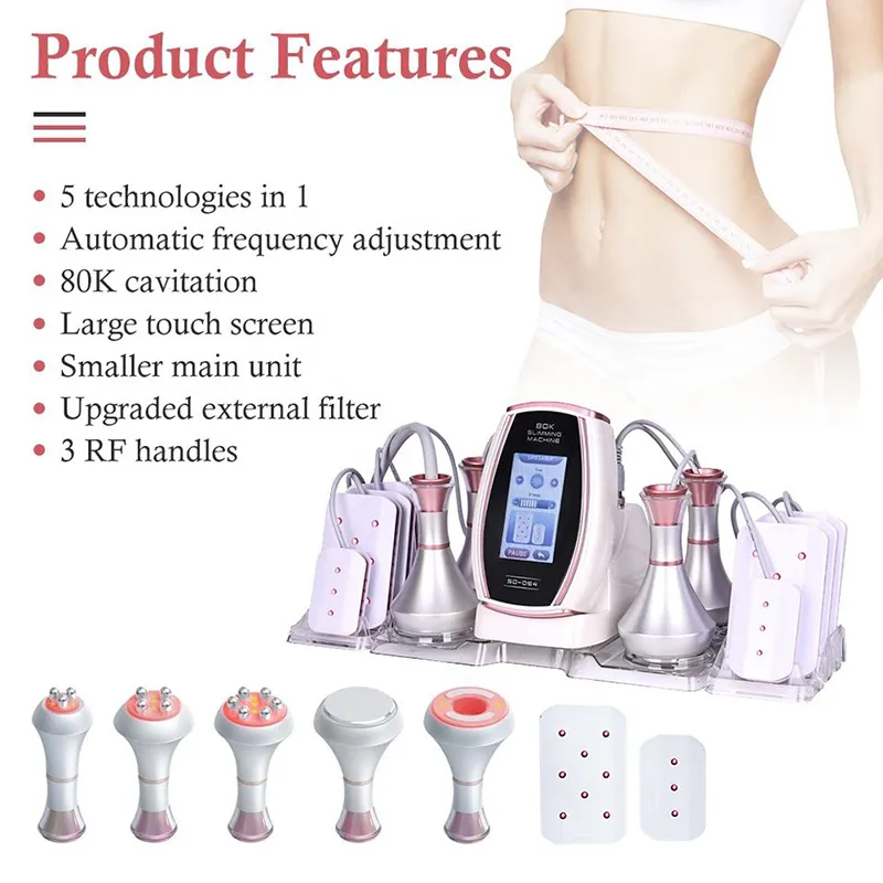 Multifunctional RF Cavitation Lipo Laser Vacuum Slimming Machine Home Salon Spa Use Body Shaping Skin Lifting Fat Loss Weight Reduce Cellulite Removal 6in1 System