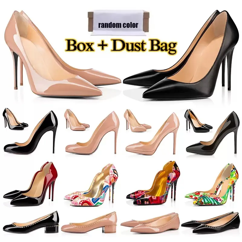 Women Red Bottoms Heels Designer Dress Shoes Luxury High Heel 8cm 10cm 12cm Red Sole Shoe Round Pointed Toes Pumps Wedding Party Sneakers