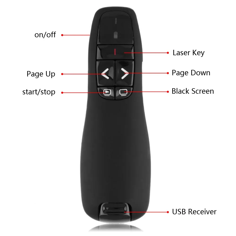 Acheter Présentateur sans fil 2.4 GHz avec stylo pointeur Laser rouge,  télécommande USB RF, présentation Powerpoint PPT, haute qualité