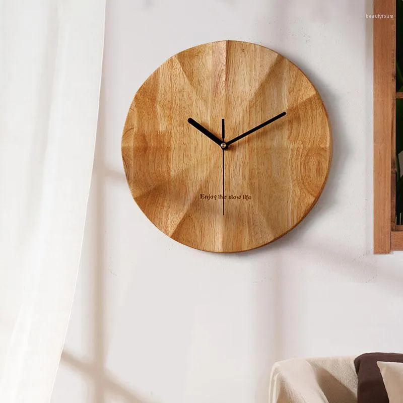 Wanduhren Runde dekorierte Uhr Wohnzimmer Kinder Schlafzimmer Holz Kreatives modernes Design Ungewöhnliche Horloge Murale WatchWall