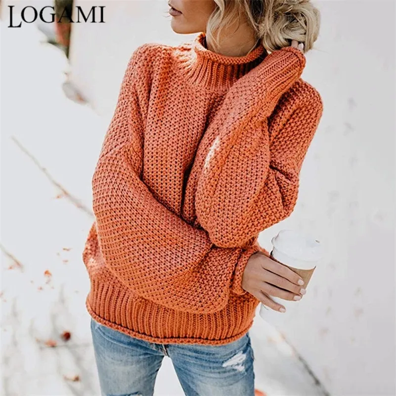 ロガミの女性セーターとプルオーバー長袖編みゆるいプルオーバーレディースフォールセーターファッション220810