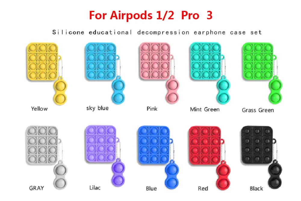 ل Airpods 1 2 Pro 3 حافظة Fidget Push Education Decompression Toys Wireless Bluetooth Earphone Case Cover