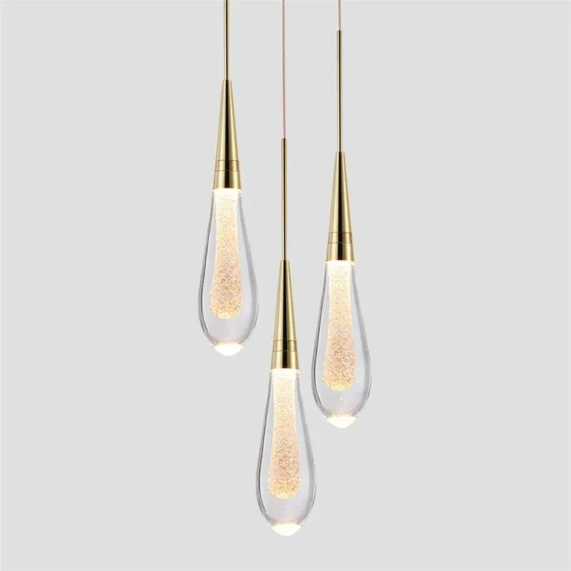 Pendant Lamps Drop-shaped Crystal Lights LED Modern Glass Hanging Lamp Indoor Lighting For Bedroom Living Room BarPendant