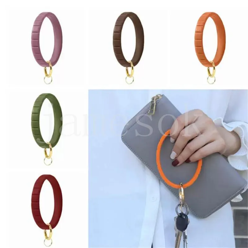 Silikonarmband nyckelringar mode gummi armband nyckel ring charm handleds sport o runda keyring smycken tillbehör julklappar de590