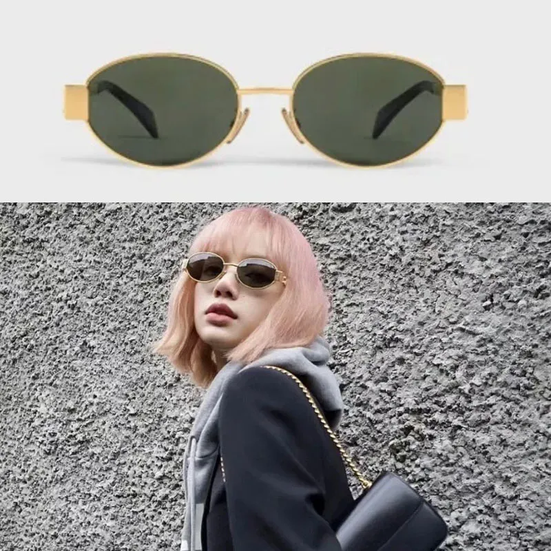 Lunettes de soleil design pour femmes Cadre en métal Arc de Triomphe Logo Design ovale minimaliste CL4323 Mode Lisa Même style Lunettes de soleil Hommes Top Qualité