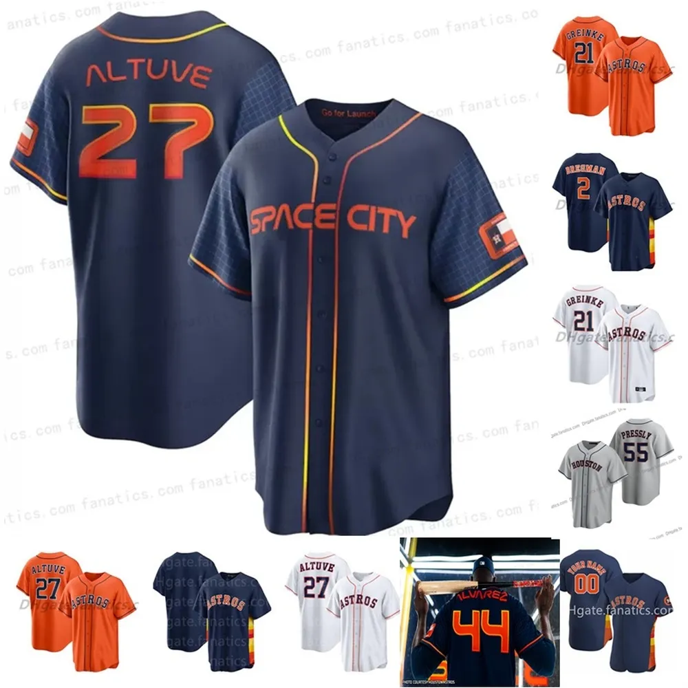 Benutzerdefinierte Jersey Houston''Astros''Herren Frauen Jugend 27 Jose Altuve 21 Zack Greinke 2 Alex Bregman 1 Carlos Correa Baseball Trikots