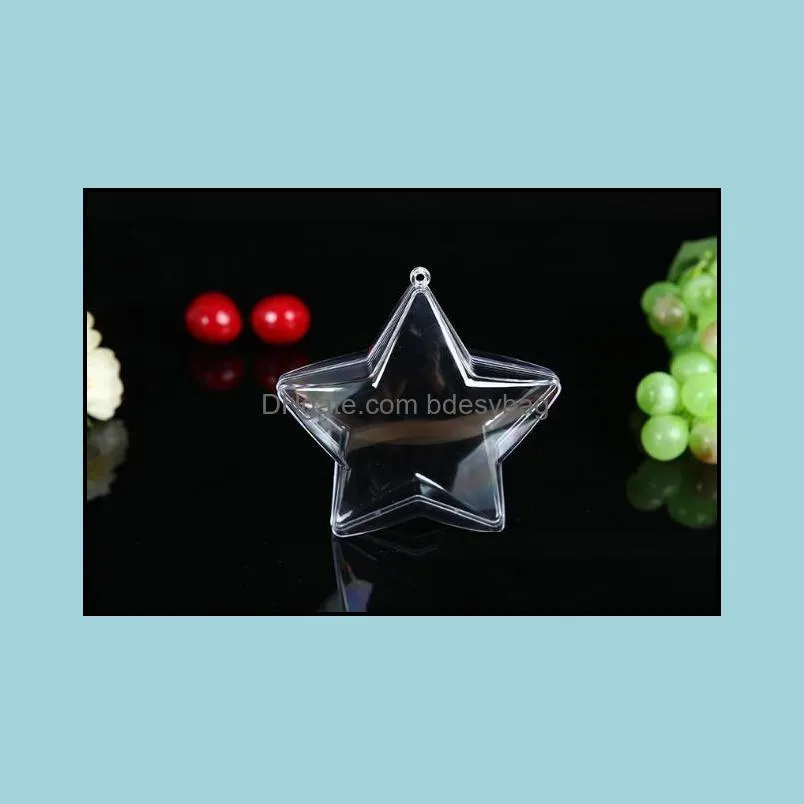 promotion - diy paintable/shatterproof clear christmas decoration, fillable plastic star shape ornament, 10/pack