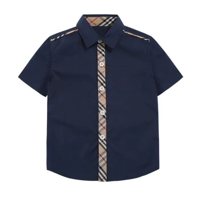 Moda Estate Neonati maschi Camicia a quadri Bambini Camicie a maniche corte Cotone Bambini carini Camicia con colletto rovesciato Ragazzo Top Tees Vestiti per bambini 2-8 anni