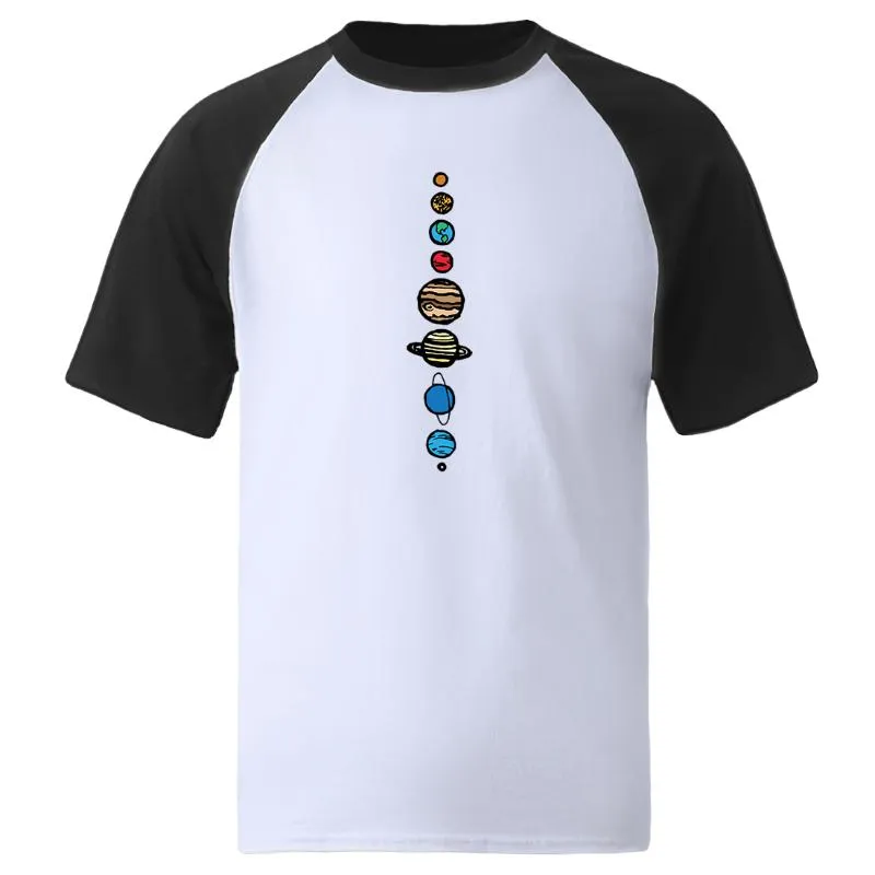 Мужские рубашки мужской солнечная система планет цветные мультфильм летняя одежда для моды ретро повседневные футболки футболки с короткими рукавами футболки мужчины