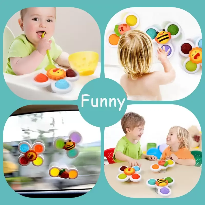 Baby Montessori Animal Sucker Spinner Touch Sensory Toys Grasping Gyro Set Bathing Water Game Kid Relief Stress Fidget Toy Gift 220616