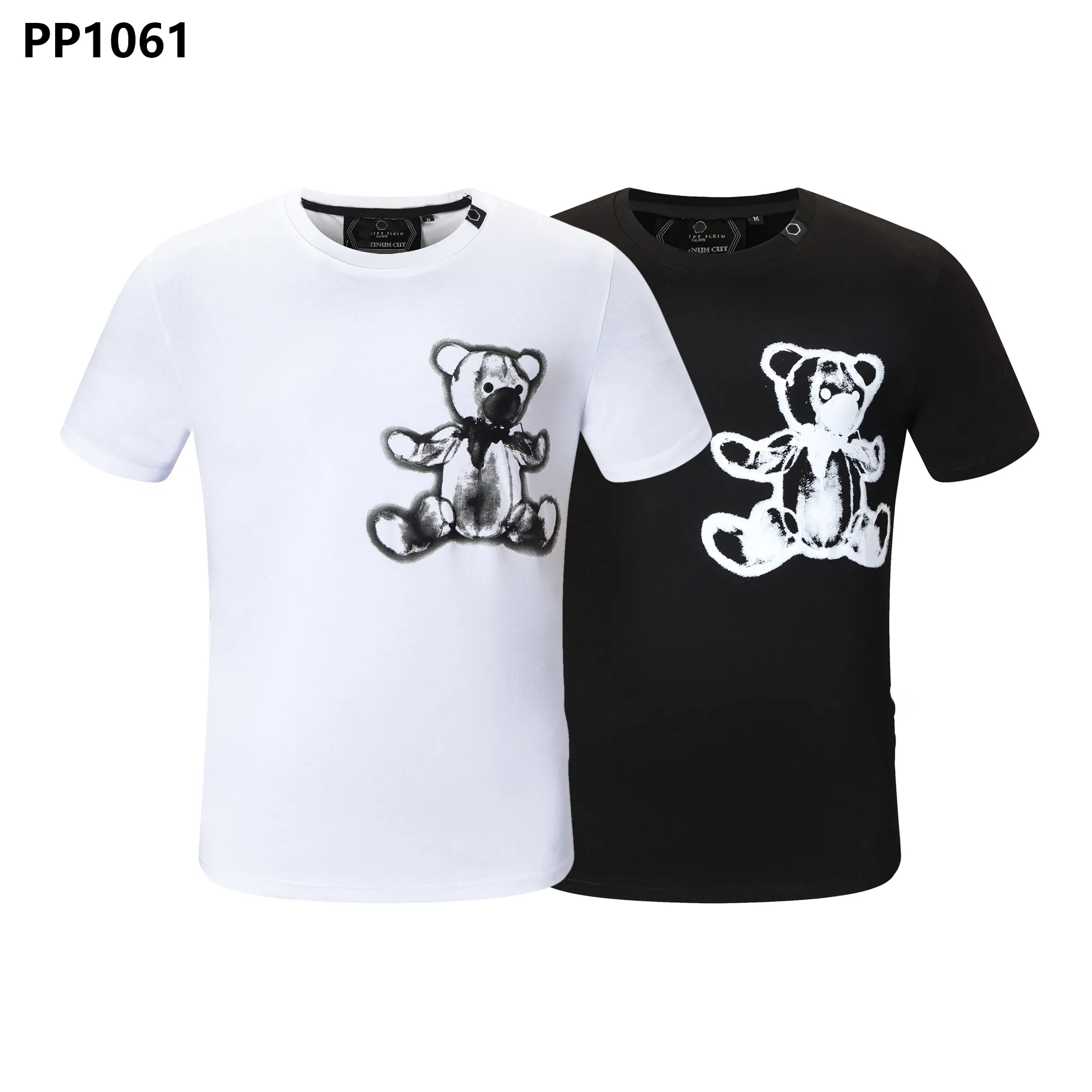 PP bear Fashion Men's Designer slim fit tee Casual rhinestone Short Sleeve Round Neck shirt tee Skulls Print Streetwear collar Polos M-xxxL P1061