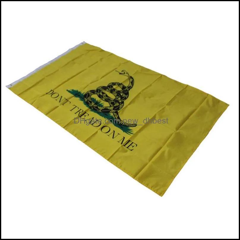 Yellow Rattle Snake Banner Polyester Flags Dont Tread On Me Flag Brass Grommets Party Decoration Customization 3x5 FT TH0009