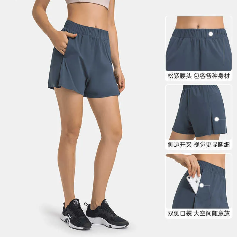 L-307 Elastisch Einstellbar Lose Yoga Shorts Hot Pants Outdoor Freizeit Fitness Running Short Frauen Unterwäsche Gym Kleidung