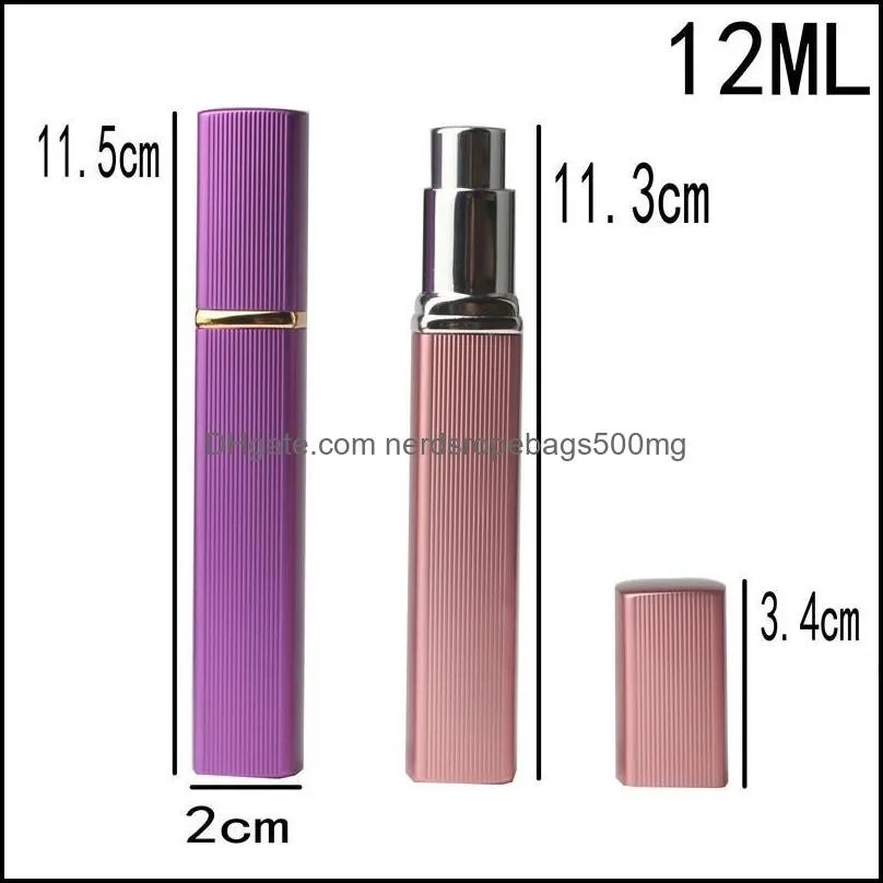 12ml Refillable Portable Mini Atomizer Party Favor Empty Spray Bottle Metal Shell Case Glass Inner Cosmetic Liquid RRB14802