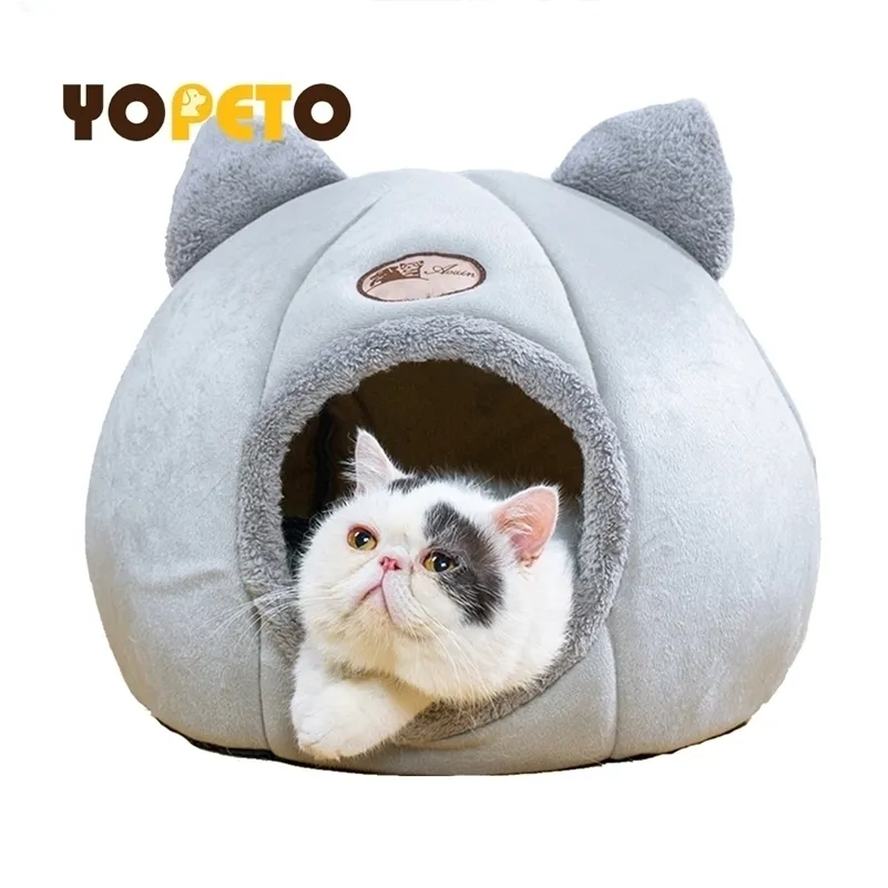 Foldable and Removable Cat Bed Self Warming for Indoor Dog House with Mattress Puppy Cage Lounger Grey ropa para perro Drop 220323