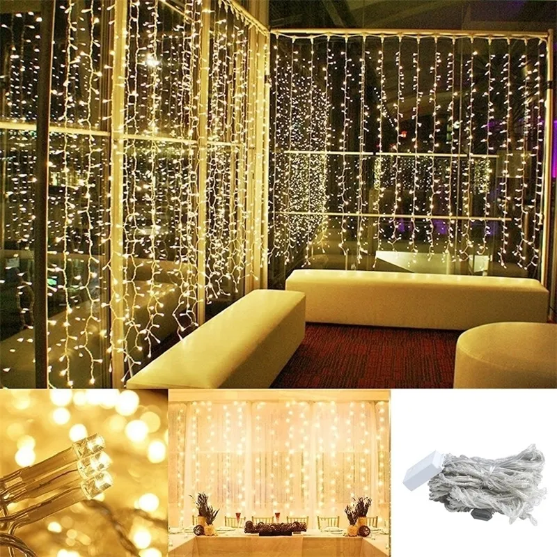 3x13x23x3m LED Garland Rideau Cascade Lumières Décorations de Noël pour la maison Années Ornements Année Décor Y201020