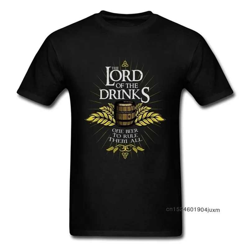 Lord of Drinks T-shirt män styr dem alla öl t-skjorta Oktoberfest toppar tees o nack svart 100% bomullskläder vintage skjorta 220504