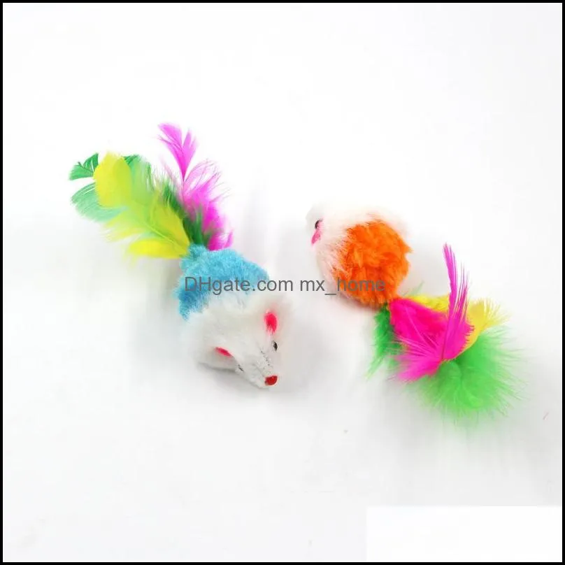 Colorful Feather Grit Small Mouse Cat Toy For Cat Feather Funny Playing Pet dog Cat Small Animals feather Toys Kitten