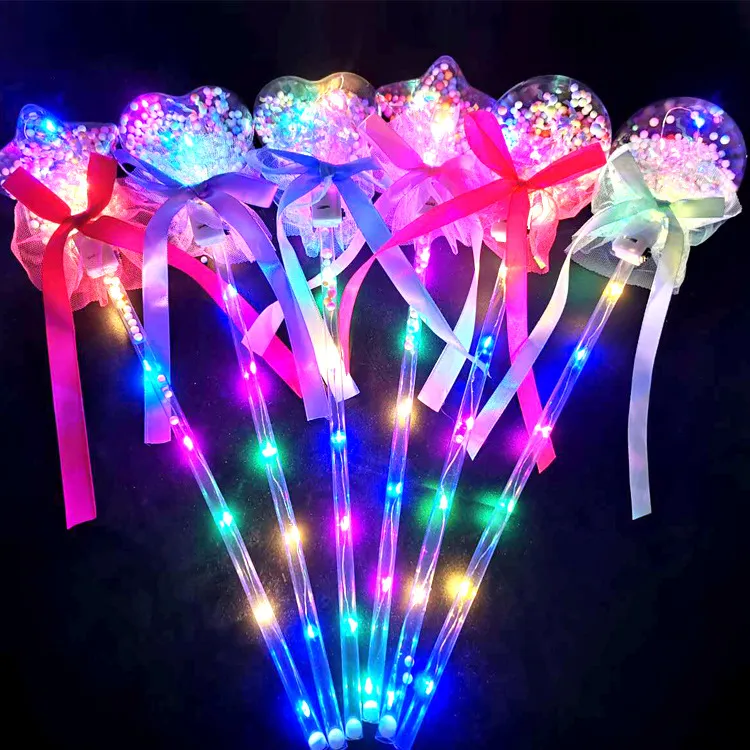 ConcertCcartoon Light Stick Led Toys Fairy Sticks Bobo Ball Magic Stick Flash Balls Push Small Gifts Children's Luminous Toy Night Market