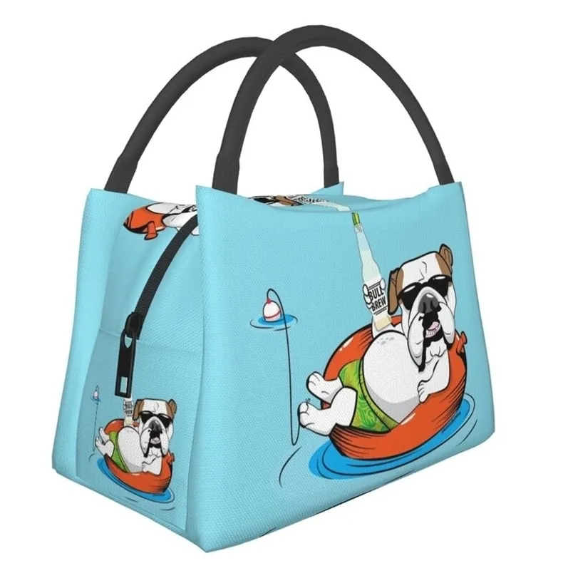 Custom English Bulldog In Innertube Bag Thermal Cooler Insulated Lunch Box for Picnic Camping Work Travel 220711