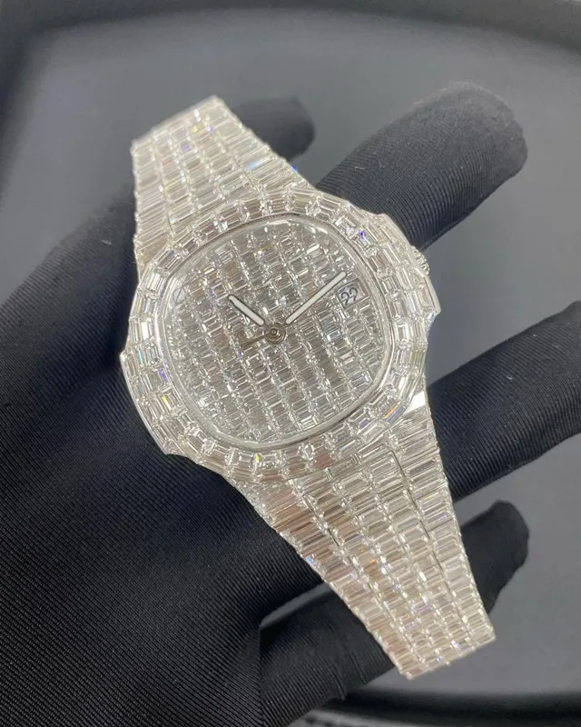 2023D24 luxury mens watches 4130 movement watches for men 3255 montre de luxe watch Mosang stone iced Moissanite Diamond watchs wristwatch Mech