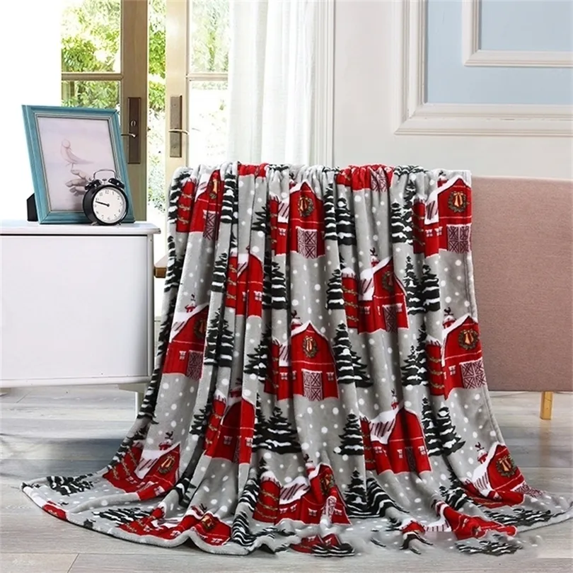 Christmas Elk Blanket Flannel Throw Blankets For Beds Double Layer Winter Comfort Cotton Coral Fleece Blanket Dropshipping 201112