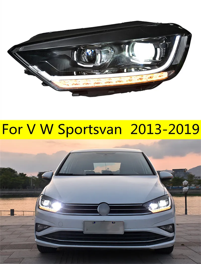 Автомобильные детали, светодиодные фары в сборе для V W Sportsvan, светодиодные фары 20 13-20 19 Golf DRL, указатель поворота, линза дальнего света, фара