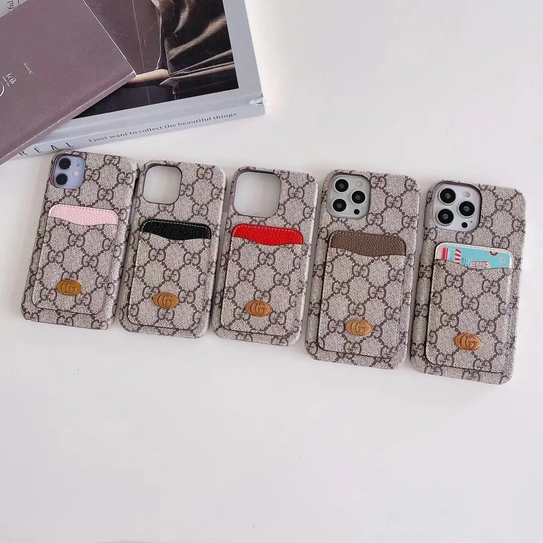 Luxury Designer Cell Phone Cases With Card Pocket For Iphone 13 12 11ProMax X Xr Xs Case TPU Leather G Letters Designers s22 s20 s21ultra note20utra s21plus s22p Cover