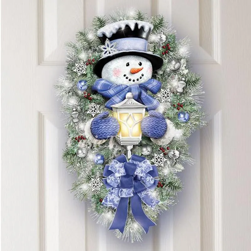 Christmas Decorations Wreath Door Sticker Snowman Wall Window Xmas Decoration Navidad DecalChristmas