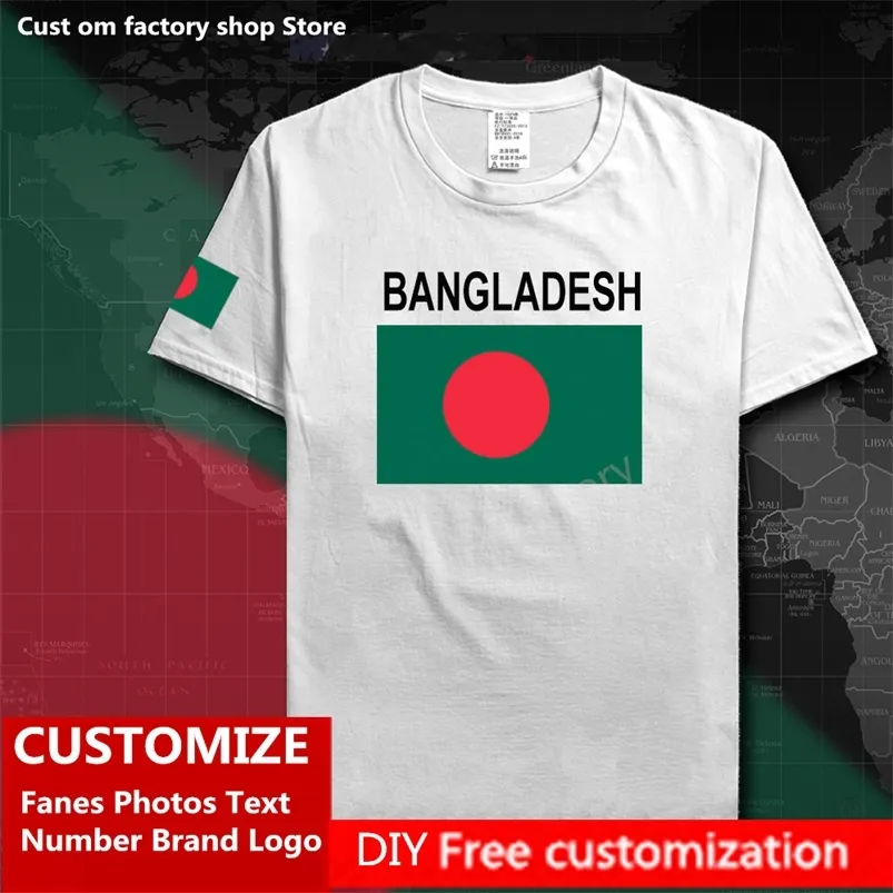 Bangladesch Männer T-Shirts Custom Jersey Fans DIY Name Nummer Marke High Street Fashion Hip Hop Lose Casual T Shirt Flagge 220616gx