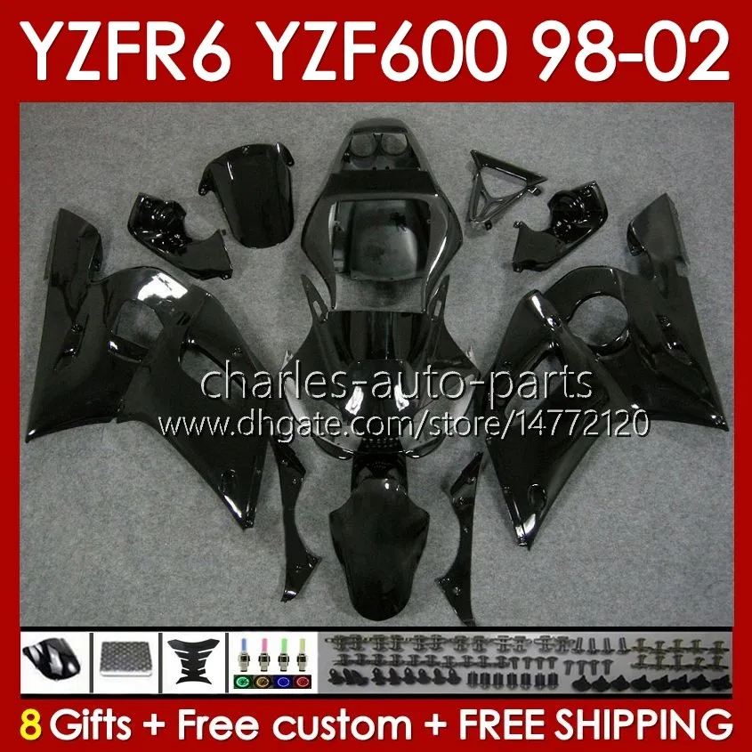 ヤマハYZF R6 R 6 98-02 YZFR6 98 99 00 01 02 BODYWORK 145NO.78 YZF 600 CC YZF-600 FREAGE YZF-R6 YZF600 600CC 1998 1999 2000 2001 2002 ABS FAIRINGS BLACK FULL BLK