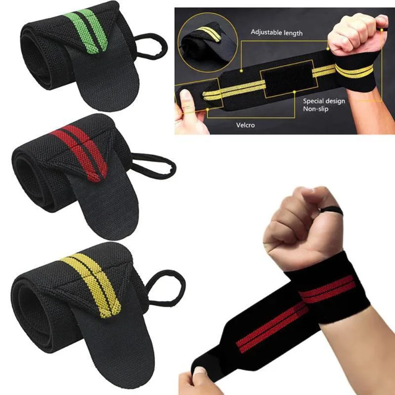 Support nadgarstka Sprzedaj 1 sztuk Waga Podnoszenie Rękawice Gym Bar Grip Barbell Paski Okłady ochrony ręki