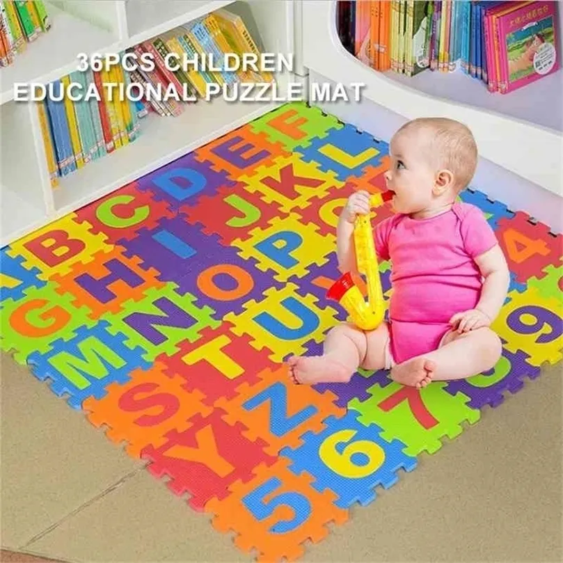 36 Pezzi Tappetino Puzzle In Schiuma EVA Per Bambini – Con Lettere E Numeri, Morbido, Antiu, Facile Da Pulire, Multicolore