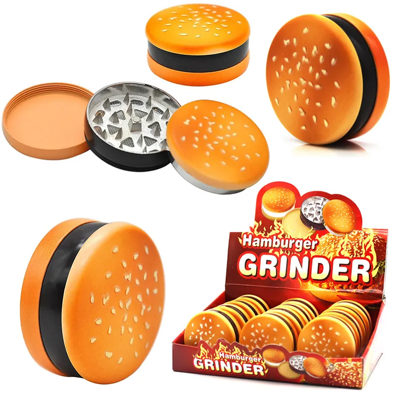 Hamburgerkvarn 3 lager 55 mm diameter Kvarnare Plast Zinklegering Tobak Herbal Grinder Handkontroll Örtslipare Kross