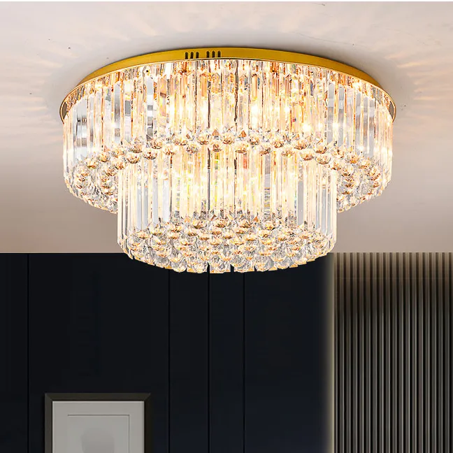 Modern LED Crystal Crystal Chandelier Ceiling Light With Gold Accents