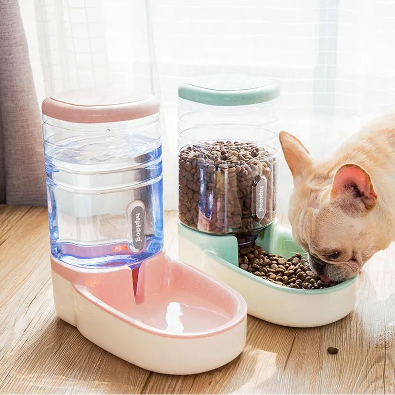 Alimentatori automatici per cani da 3,8 litri bottiglia d'acqua in plastica per ciotola per gatti che alimenta e beve dispenser per cani ciotole per gatti Y200917
