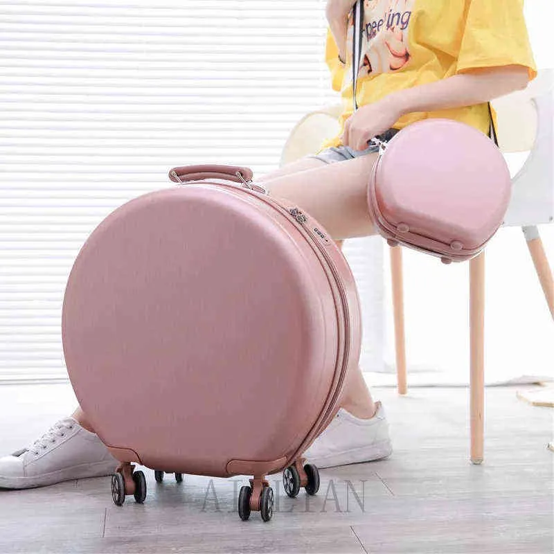 20 inch Carry On Travel Suitcase Set Cabin Rolling Bagage Bag Trolley koffer Case Women Girls Kinderen afgeronde bagageset wielen J220708