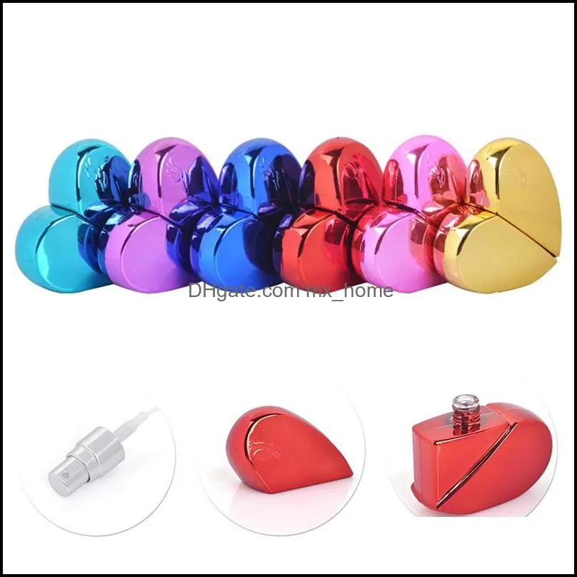 Fashion Perfume Atomizer Bottle Heart Shape Bottle Refillable Empty 25ml Travel Mini Atomizer Spray Perfume Bottle 6 colors