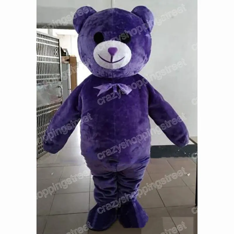 Costume da mascotte orso viola di Halloween Abiti da personaggio dei cartoni animati di alta qualità Abiti per adulti Taglia di carnevale di Natale Abiti da esterno per pubblicità