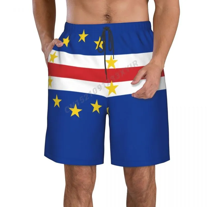 Shorts masculinos Summer Summer's Cape Verde Flag Beach Pants Surfing M-2xl Polysterwear Runningmen's Runningmen