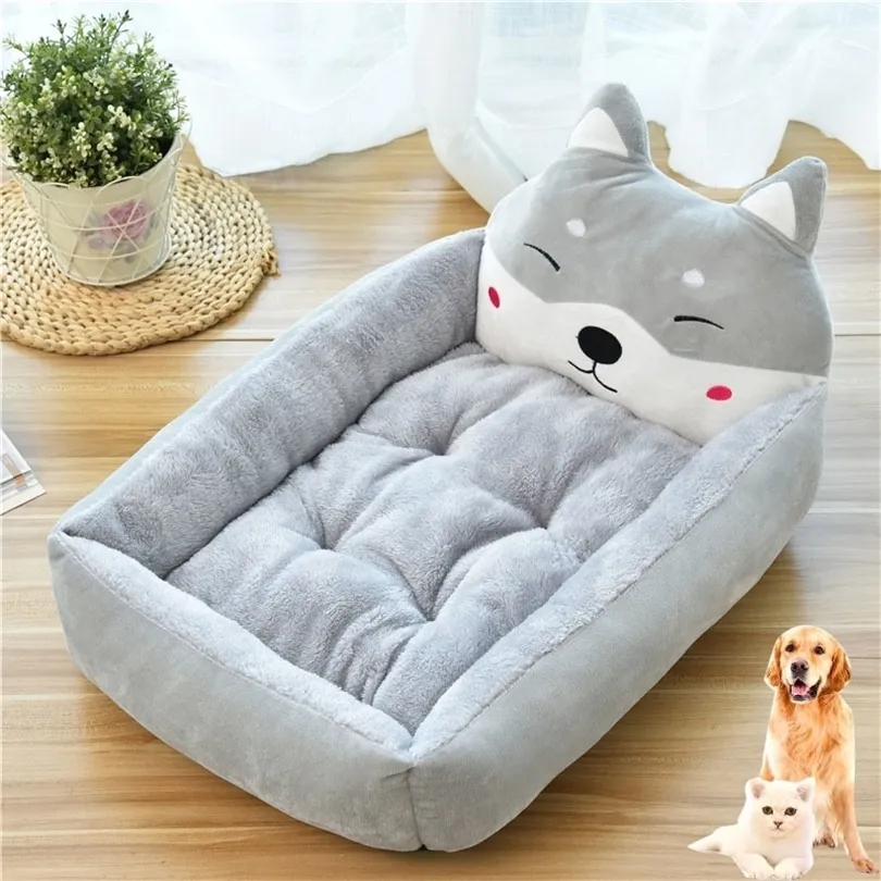 Cute Pet Dog Bed Mats Animal Cartoon Shaped for Large Dogs Pet Sofa Kennels Cat House Dog Pad Teddy Mats Supplies 210224