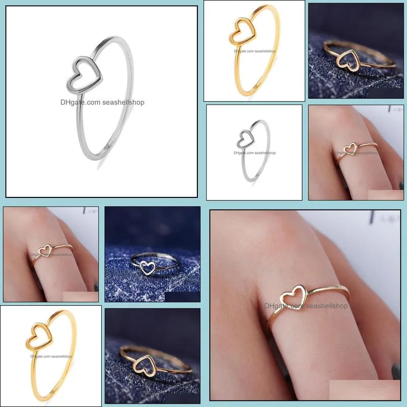 New Fashion silver Gold Color Heart Shaped ring couples Best Friend Wedding Rings