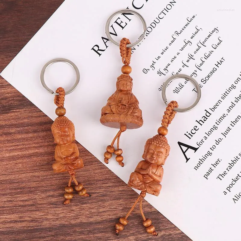 Keychains 1pc Hållbar tredimensionell nyckelkedja livtro Buddha Pendant Ring Ewelry Making For DIY Car Accessories Emel22