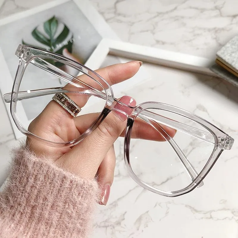 Transparent Square Frame Anti Blue Light Reading Glasses for Men Women Oversized Short sighted Myopia Diopter Eyeglasses