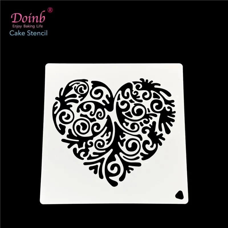 Stampi da forno Love Heart Totem Spray in plastica Stampo per torta di fiori Stampo per spargimento Stencil Duster Cupcake Fondente Strumento di decorazione FQ4040BakingBaking